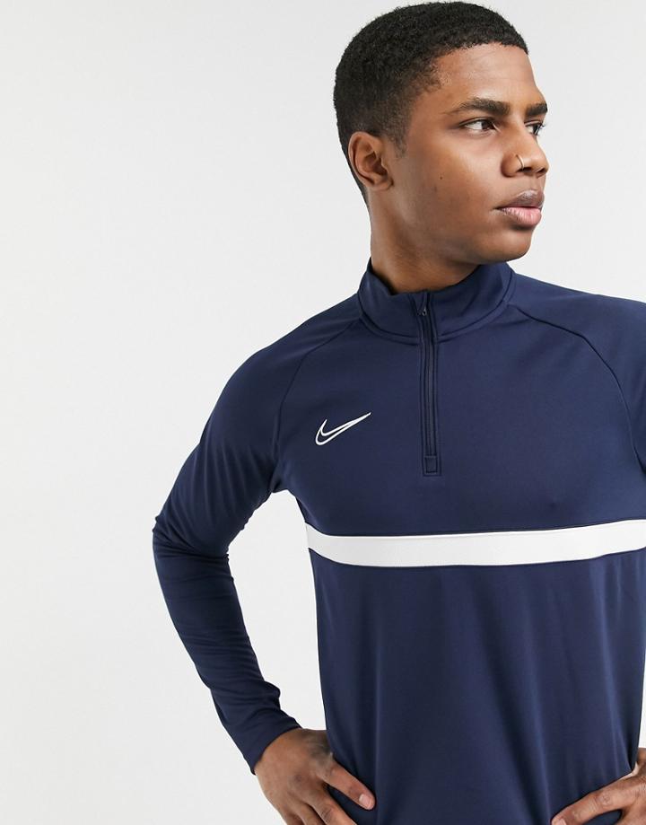 Nike Soccer Academy Drill Quarter Zip Top In Navy