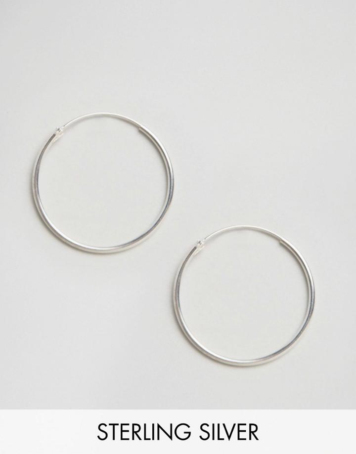 Fashionology Sterling Silver Large Hoop Earrings - Silver