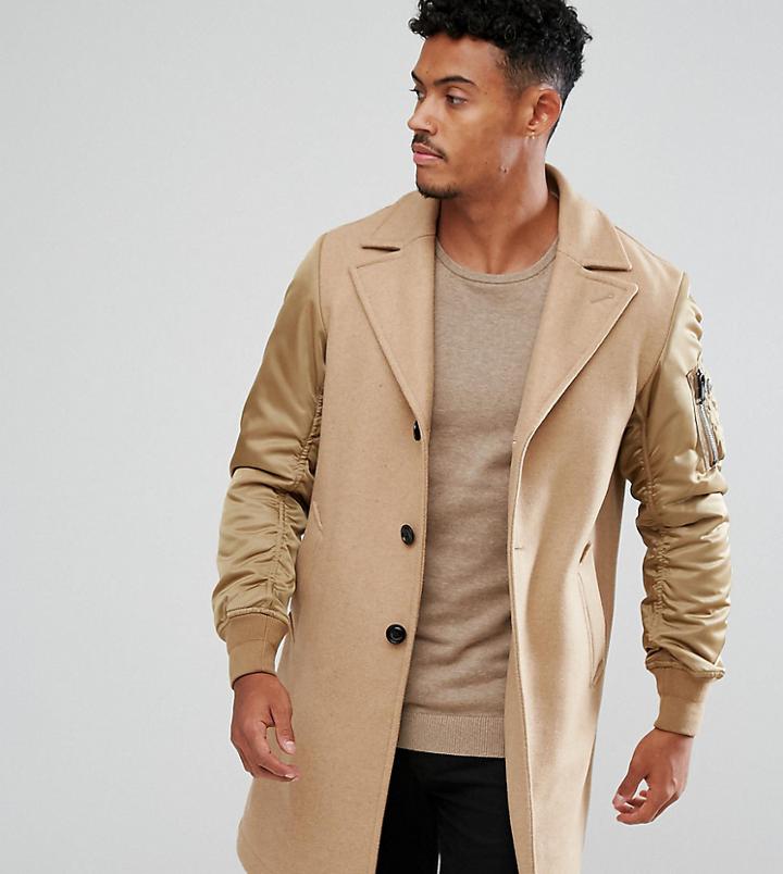 Diesel Camel Coat Contrast Sleeves - Beige