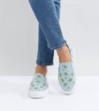 Asos Dago Palm Tree Embroidered Sneakers - Blue