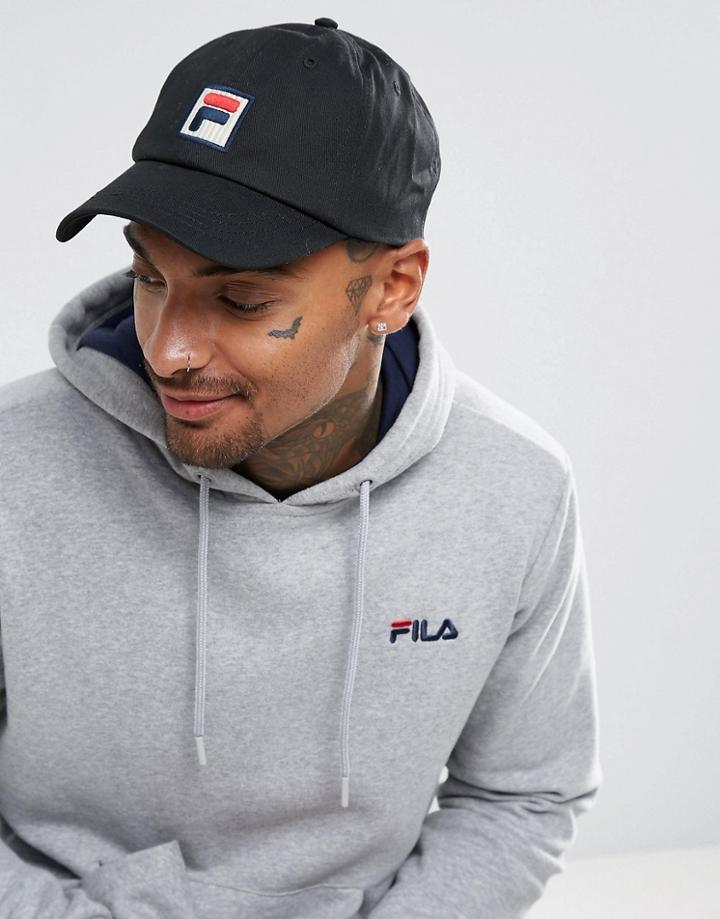 Fila Donato 5 Panel Cap With Side Panel Logo In Black - Black