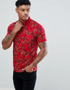 Asos Polo With All Over Paisley Print - Red