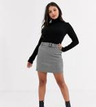 Vero Moda Petite Mini Skirt With Self Belt In Gray Check