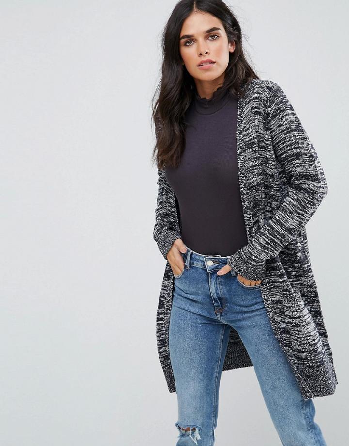 Brave Soul Knit Color Twist Cardigan - Black