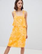 Ichi Floral Overlay Dress-yellow