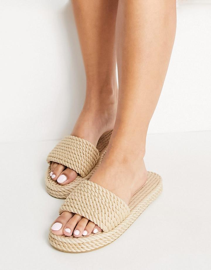 Pull & Bear Woven Mule In Neutral