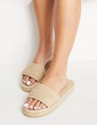 Pull & Bear Woven Mule In Neutral