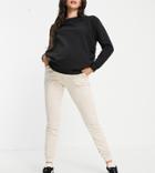 Asos Design Maternity Under The Bump Basic Sweatpants With Tie In Organic Cotton In Stone-neutral