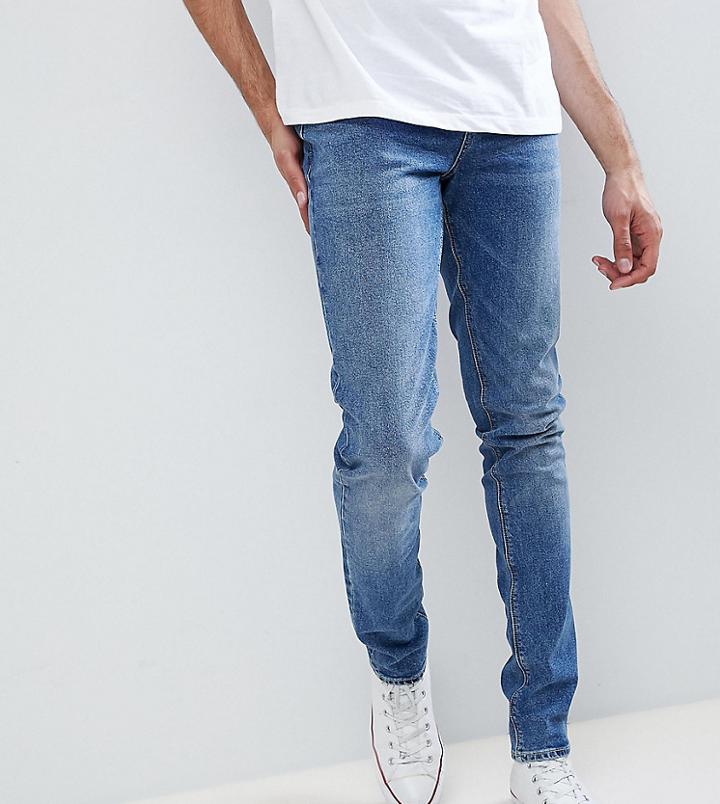 Asos Design Tall Skinny Jeans In Dark Wash - Blue