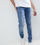 Asos Design Tall Skinny Jeans In Dark Wash - Blue