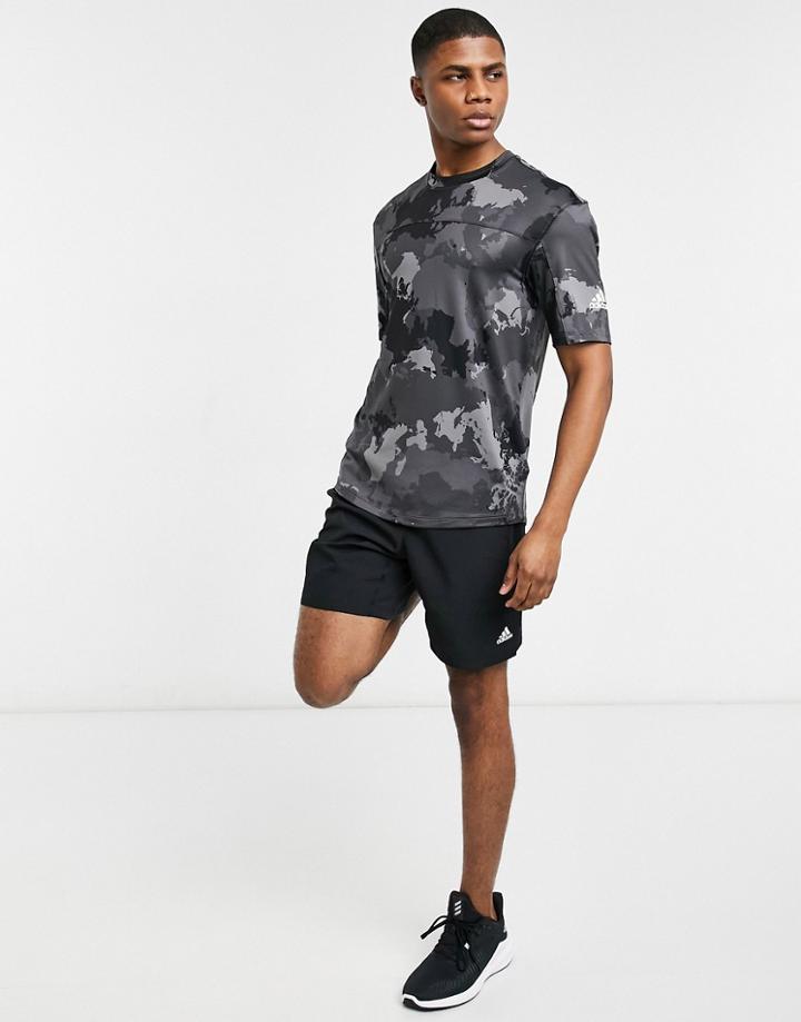 Adidas Training Camo T-shirt In Gray-grey