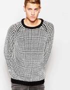 Cheap Monday Crew Knit Sweater Zoom Contrast Texture - Black