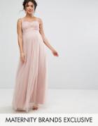 Chi Chi London Maternity Knot Front Tulle Maxi Dress - Purple