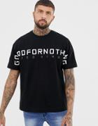 Good For Nothing Oversized T-shirt With Large Logo In Black - Black