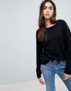 Brave Soul Pawsey Sweater With Wide Sleeves - Black