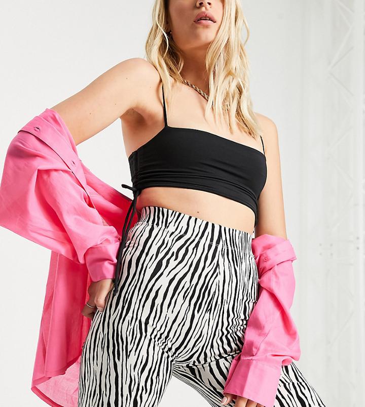 Missguided Tall Legging Shorts In Zebra Print-black