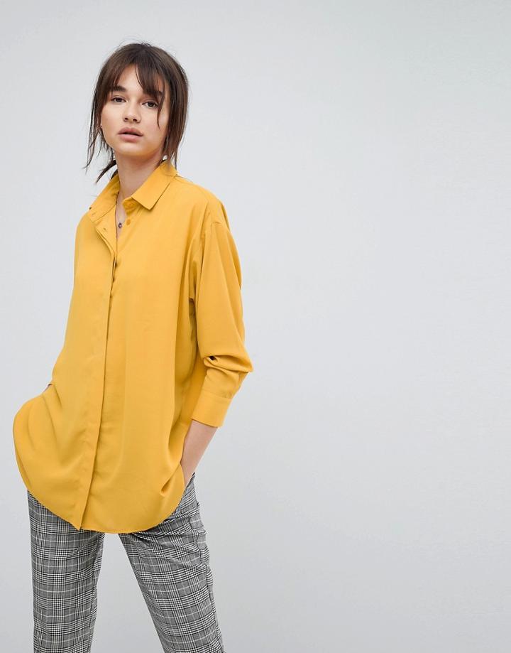 Asos Longline Soft Shirt - Yellow