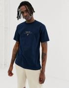 Parlez Lima T-shirt With Embroidered Chest Logo In Navy - Navy