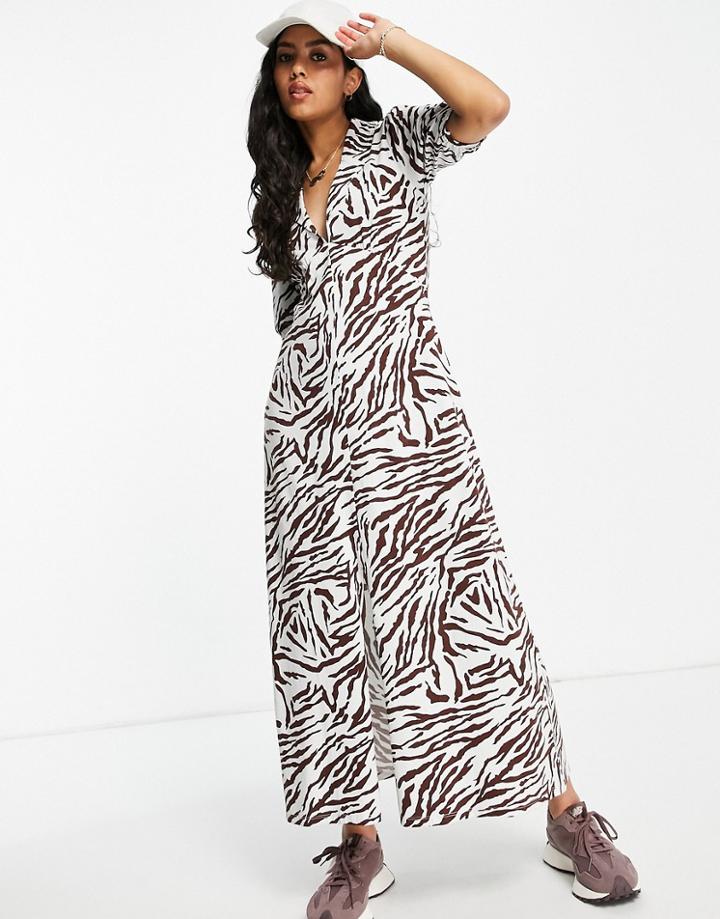 Asos Design Ultimate Midi Tea Dress In Zebra-multi