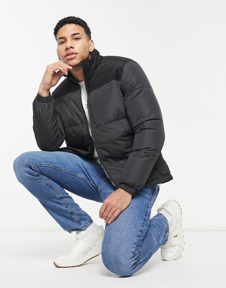 Brave Soul Puffer Jacket In Black