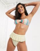 South Beach Pastel Stripe Bandeau Bikini Top-multi