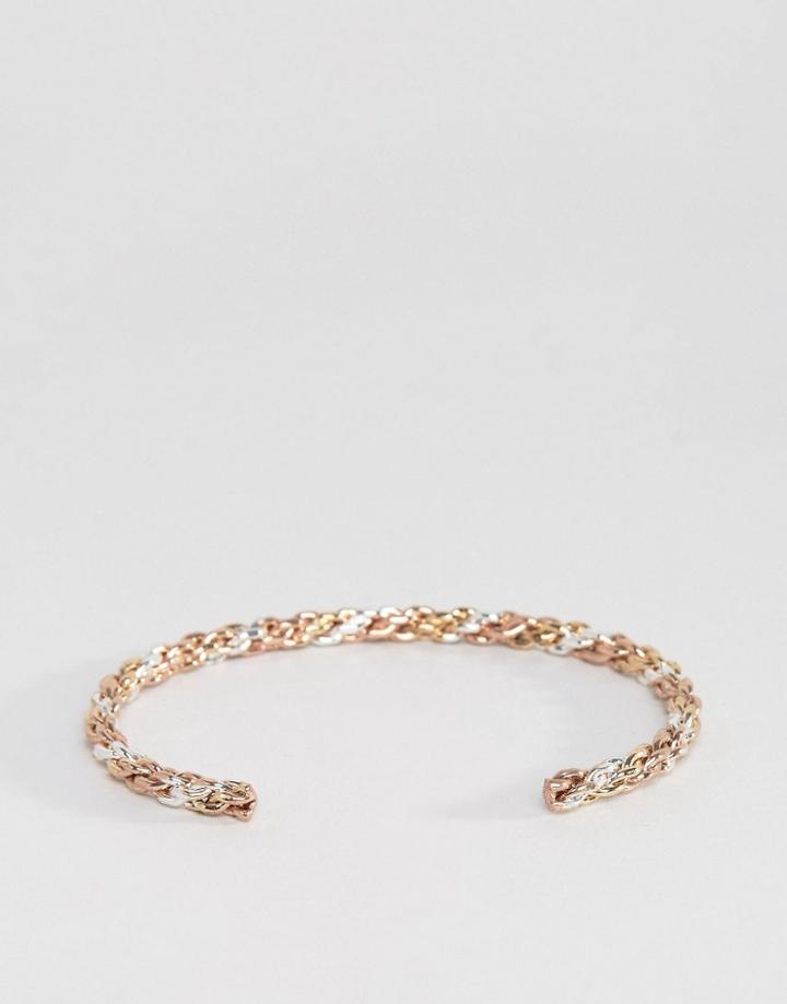 Asos Bangle In Mixed Metal Braid - Multi