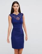 Lipsy Applique Side Ruched Bodycon Dress - Navy