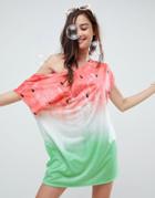 Asos Watermelon Slouchy Off Shoulder Beach Cover Up - Multi