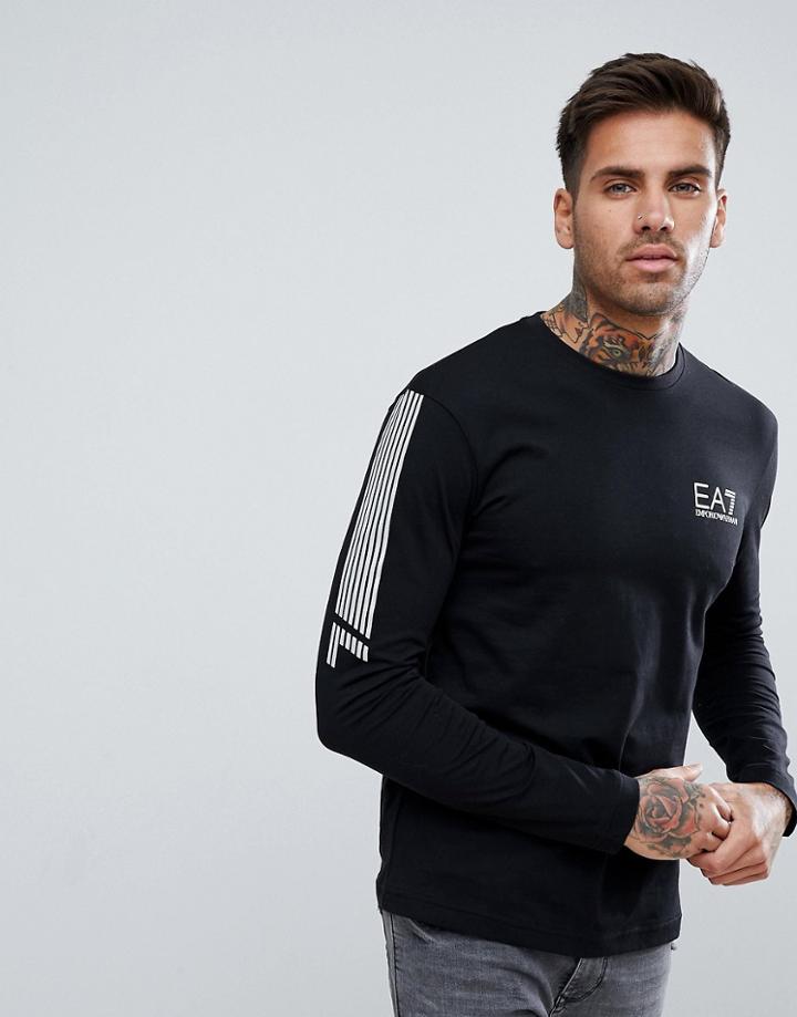 Ea7 Slim Fit Long Sleeve Stripe Top In Black - Black