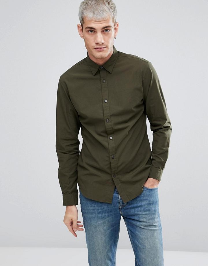 Selected Homme Slim Fit Cotton Shirt - Green