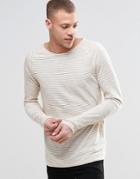 Nudie Otto Stripe Long Sleeve Top Slub In Off White/blue - White