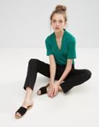 B.young V Neck Blouse - Green