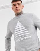 Asos Design Sweatshirt In Gray With White Triangle Print