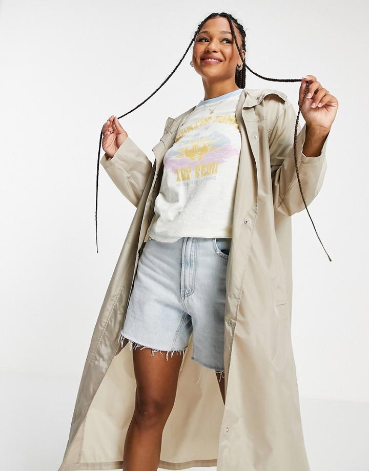 Asos Design Oversized Rain Parka In Camel-neutral