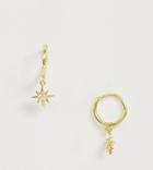 Shashi Sterling Silver 18k Gold Plated Starburst Drop Hoop Earrings - Gold