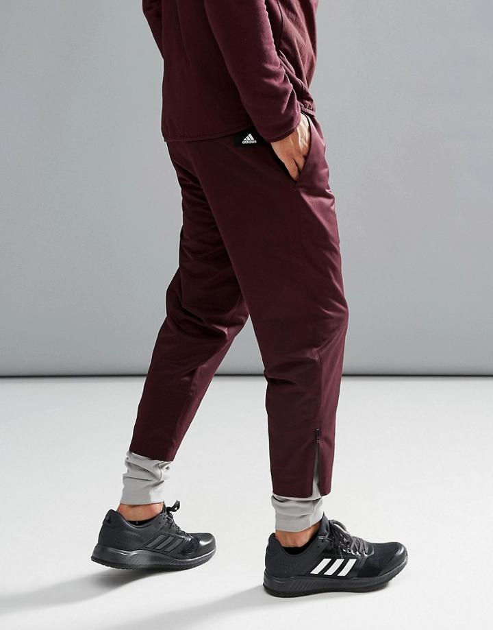 Adidas Athletics Storm Joggers With Cuff Detailing In Purple Bs4845 - Red