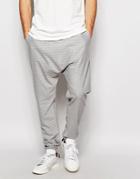 Asos Drop Crotch Joggers In Grey Light Textured Fabric - Light Gray