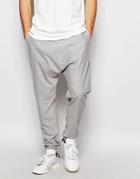 Asos Drop Crotch Joggers In Grey Light Textured Fabric - Light Gray