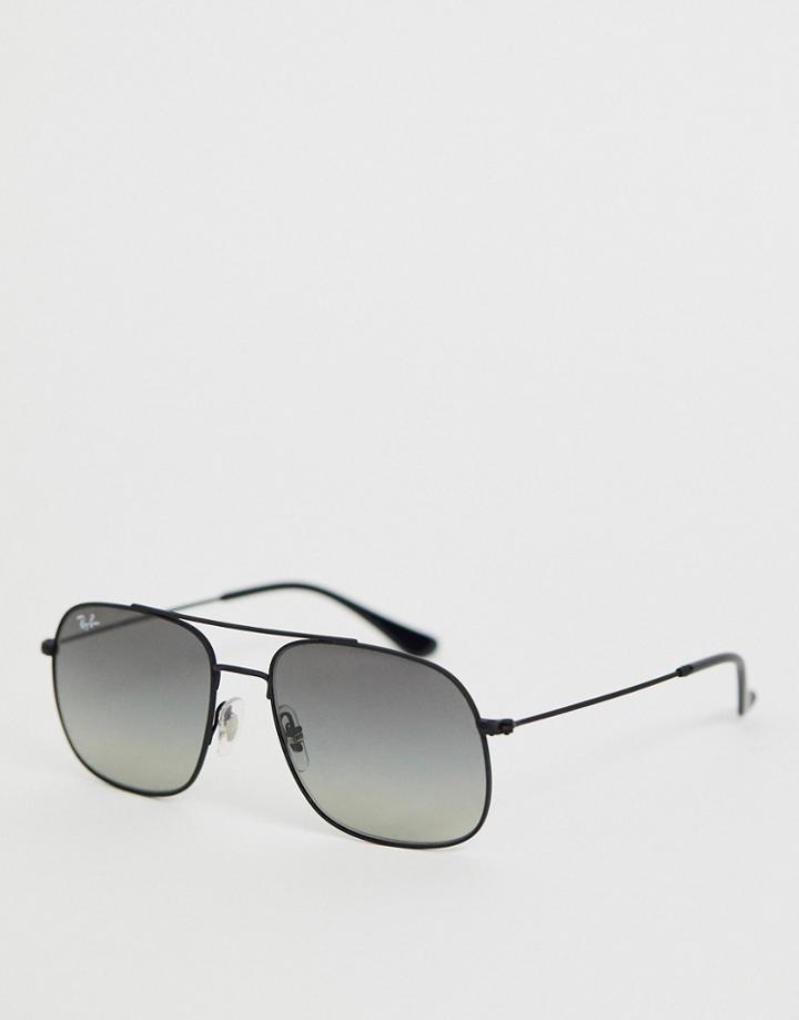 Ray-ban 0rb3595 Square Aviator Sunglasses - Black