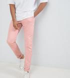 Asos Design Tall Slim Chinos In Pastel Pink - Pink