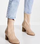 Glamorous Wide Fit Heeled Ankle Boots In Camel-neutral