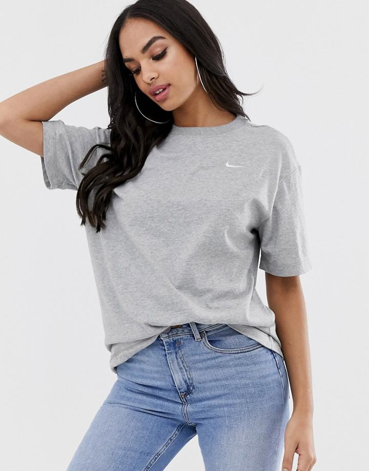 Nike Gray Mini Swoosh Oversized T-shirt