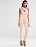 Missguided One Shoulder Jumpsuit - Nude