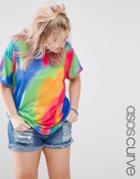 Asos Curve T-shirt In Colourful Spray Print - Multi