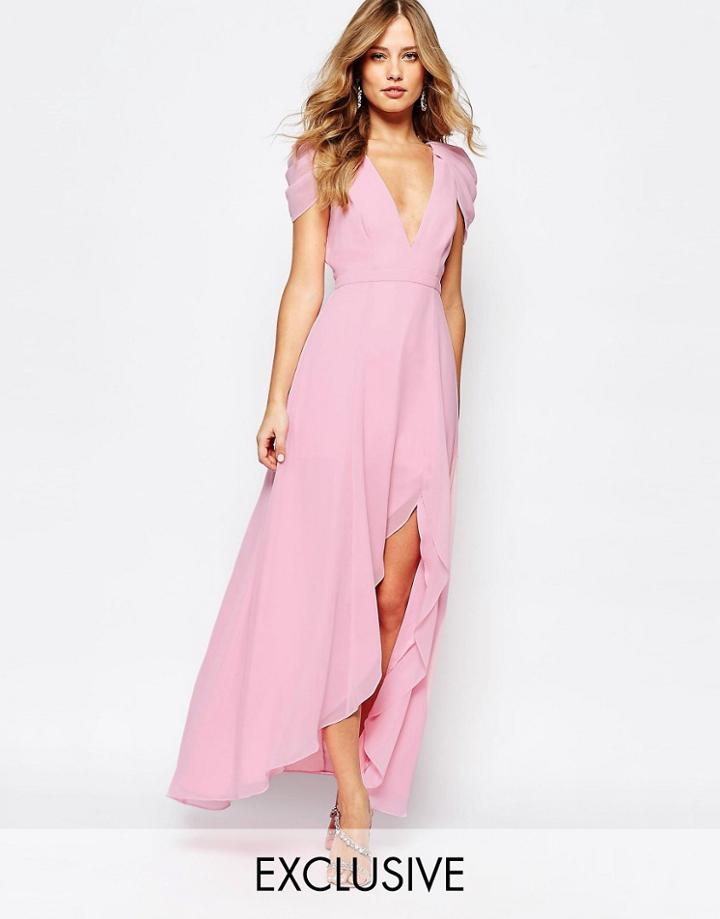 Fame And Partners Radiant Angel High Low Maxi Dress - Pink
