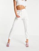 Aligne Organic Cotton Utility Tapered Pants With D Ring Belt In Off White