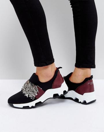 Sixtyseven Black Embellished Sneakers - Black