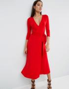 Asos Wrap Maxi Dress In Jersey Crepe - Red
