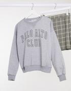 Stradivarius Str Varsity Slogan Sweatshirt In Gray-grey