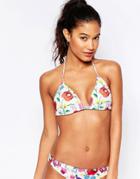 Jaded London Crochet Floral Triangle Bikini Top - Floral